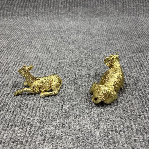 Christmas Nativity Set Of 9 Gold Tone Figures Heavy Duty Approx All Are‎ 5” x 2” - Picture 7 of 16